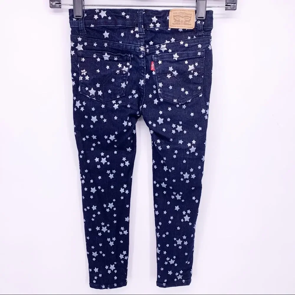 Levi’s 710 Super Skinny Glitter Star Print Girls Jeans Size 5/6
